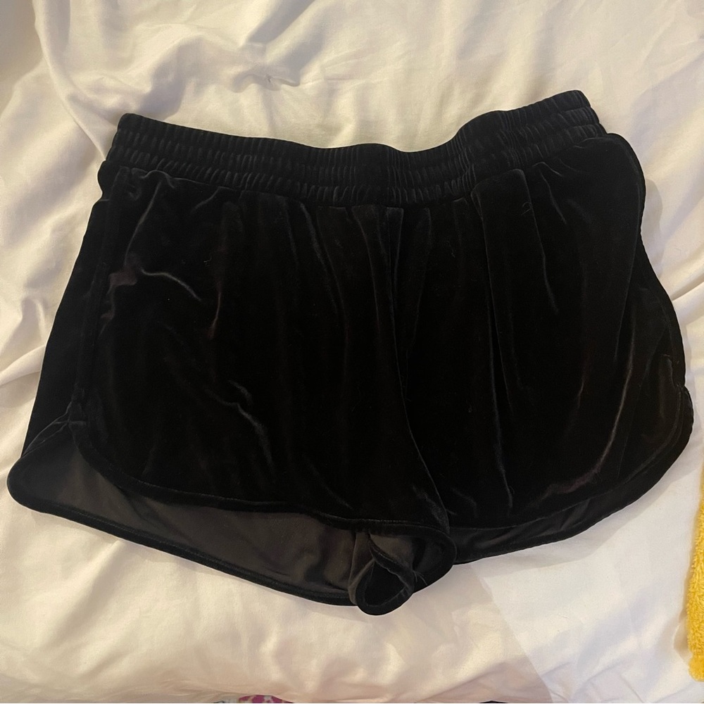Black velvet shorts